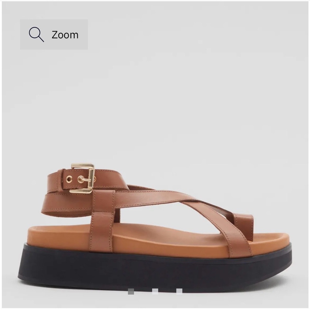 & OTHER STORIES Brown Leather Strappy Chunky Platform Sandals - Picture 2 of 9